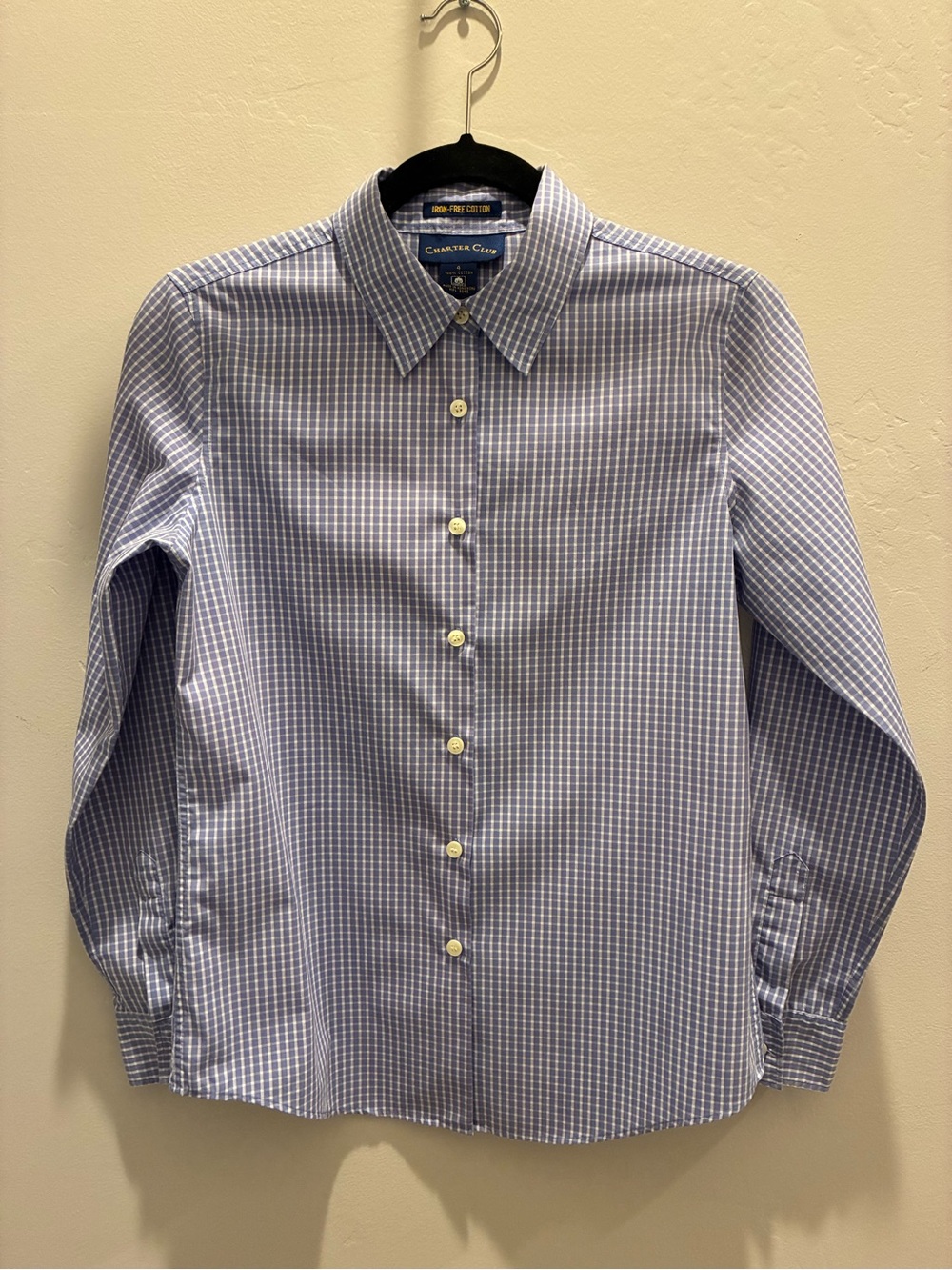 Charter Club Men's Light Blue Micro-Check Dress Shirt
